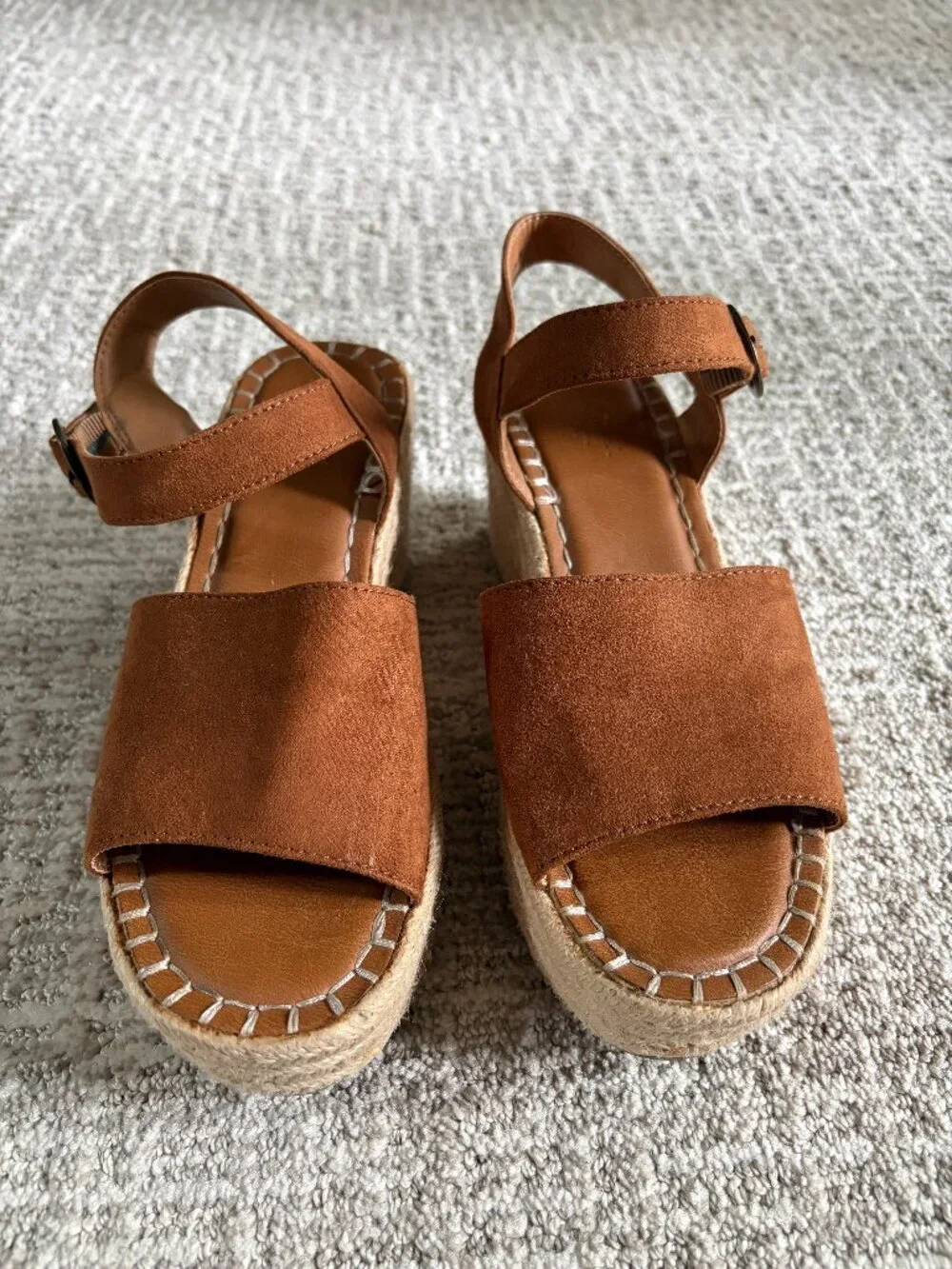 Universal Thread Morgan Cognac Brown Espadrille Wedge Sandal-Size 7